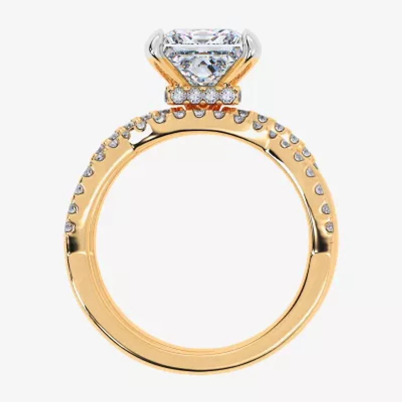 (G-H / Si1-Si2) Womens 3 1/2 CT. T.W Lab Grown White Diamond 14K Gold Side Stone Engagement Ring