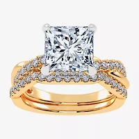 (G-H / Si1-Si2) Womens 3 1/2 CT. T.W Lab Grown White Diamond 14K Gold Side Stone Engagement Ring