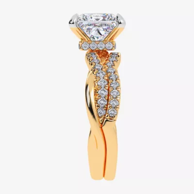 (G-H / Si1-Si2) Womens 3 1/2 CT. T.W Lab Grown White Diamond 14K Gold Side Stone Engagement Ring