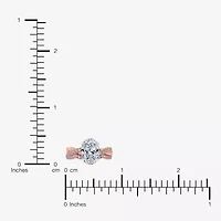 (G-H / Si1-Si2) Womens 2 1/2 CT. T.W. Lab Grown White Diamond 14K Rose Gold Oval Side Stone Engagement Ring