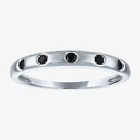 Womens 2.5MM 1/10 CT. T.W. Natural Black Diamond 10K Gold 5-Stone Wedding Band