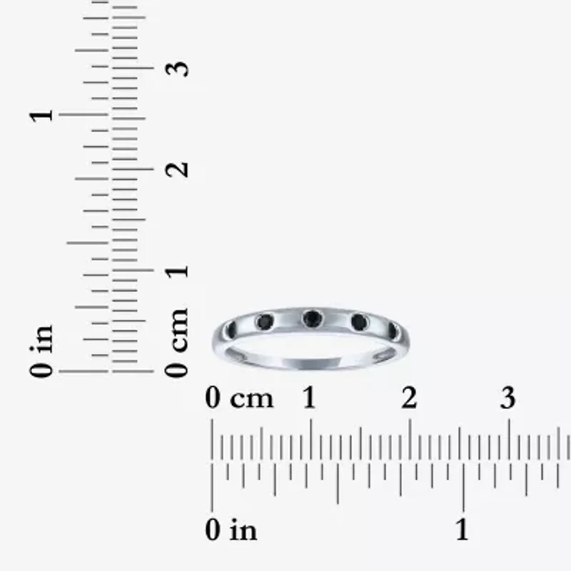 Womens 2.5MM 1/10 CT. T.W. Natural Black Diamond 10K Gold 5-Stone Wedding Band
