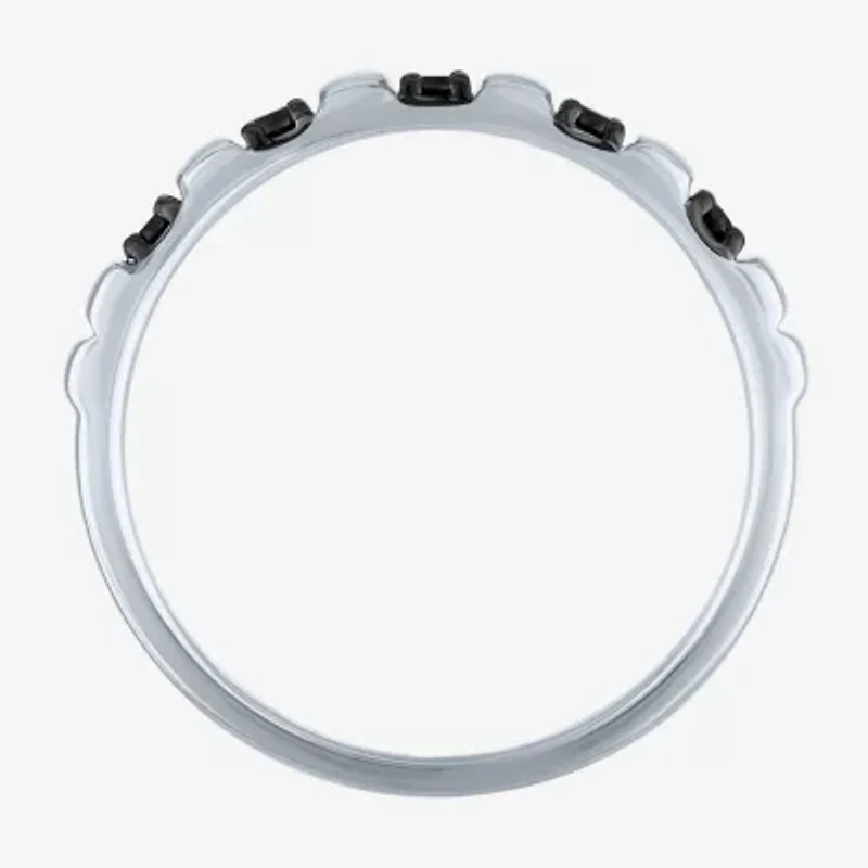 Womens 2MM 1/10 CT. T.W. Natural Black Diamond 10K Gold 5-Stone Wedding Band