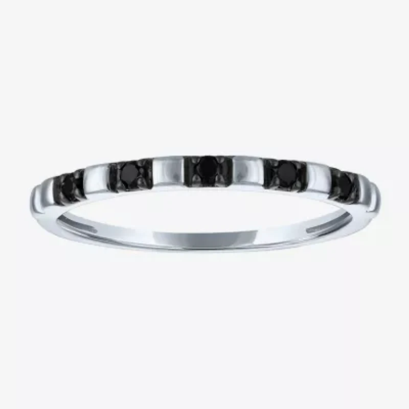 Womens 2MM 1/10 CT. T.W. Natural Black Diamond 10K Gold 5-Stone Wedding Band