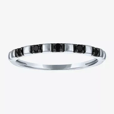 Womens 2MM 1/10 CT. T.W. Natural Black Diamond 10K Gold 5-Stone Wedding Band