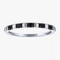 Womens 2MM 1/10 CT. T.W. Natural Black Diamond 10K Gold 5-Stone Wedding Band