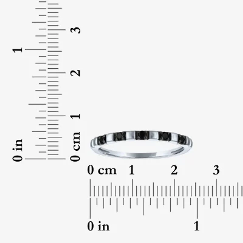 Womens 2MM 1/10 CT. T.W. Natural Black Diamond 10K Gold 5-Stone Wedding Band