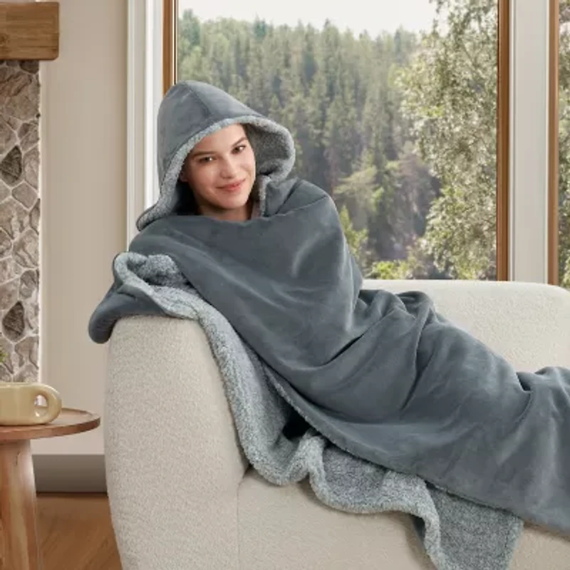 Bearpaw Hooded Sherpa Wearable Throw