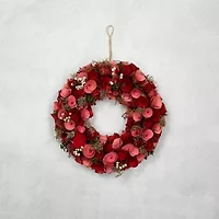 Northlight 12.25"Shaved Wood Roses Wreath