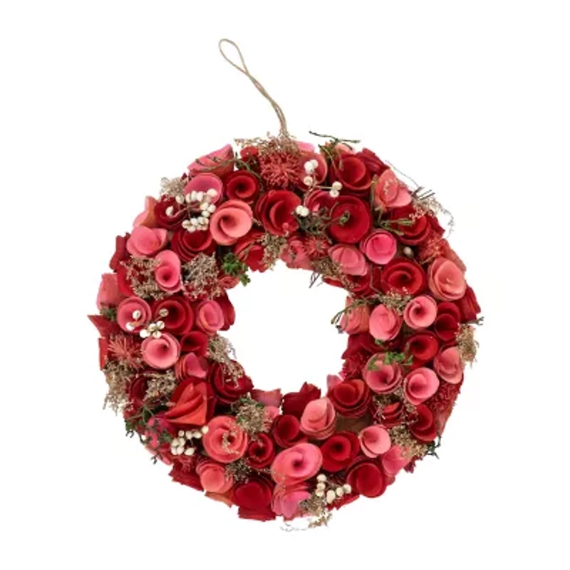 Northlight 12.25"Shaved Wood Roses Wreath