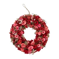 Northlight 12.25"Shaved Wood Roses Wreath