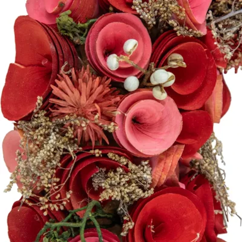 Northlight 12.25"Shaved Wood Roses Wreath