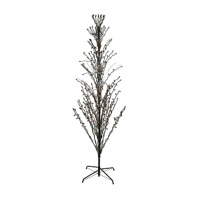 Northlight Pre-Lit Cascade Outdoor Twig - 4ft - Black - Orange Lights Artificial Tree