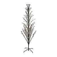 Northlight Pre-Lit Cascade Outdoor Twig - 4ft - Black - Orange Lights Artificial Tree