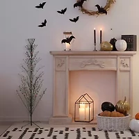 Northlight Pre-Lit Cascade Outdoor Twig - 4ft - Black - Orange Lights Artificial Tree