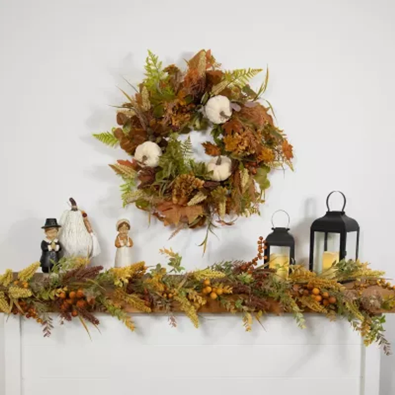 Northlight Pumpkins And Leaves Wreath