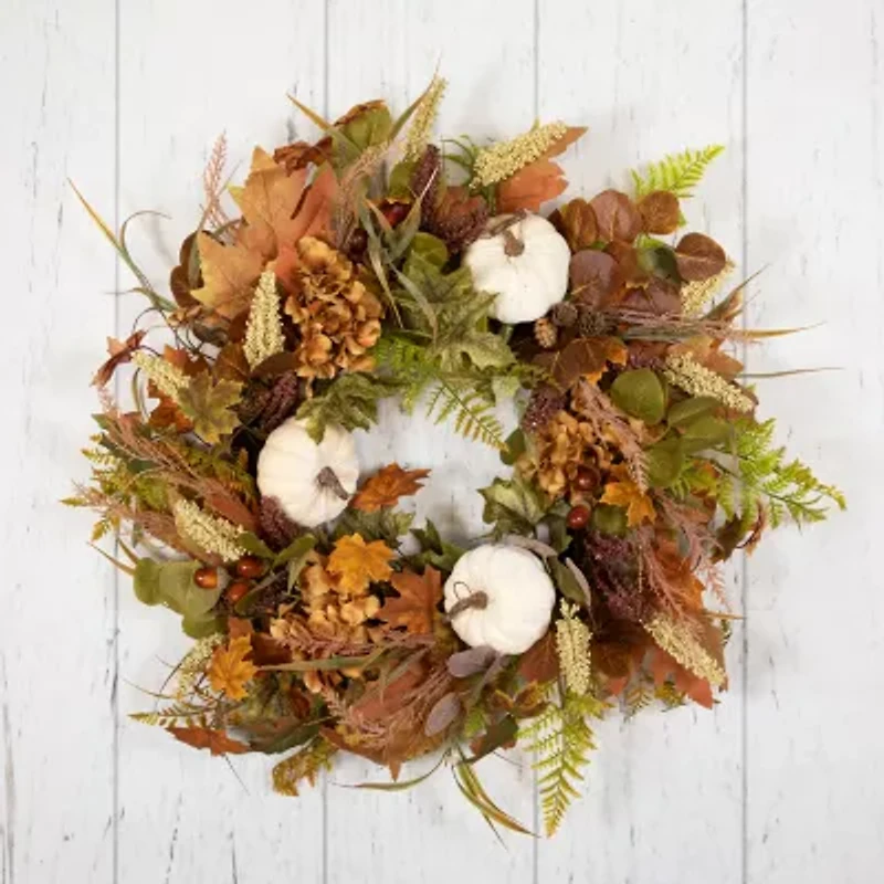 Northlight Pumpkins And Leaves Wreath