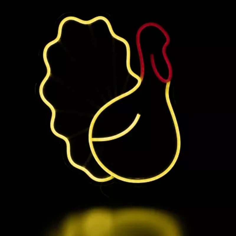 Northlight 15" Led Neon Lighted Turkey Thanksgiving Window Decor