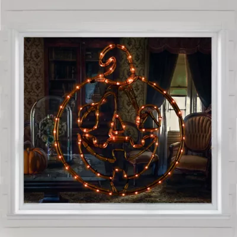 Northlight 18" Orange Jack O Lantern 4 Function Led Lighted Halloween Window Decor