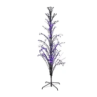 Northlight 4ft Pre-Lit Black Cascade Outdoor Twig Purple Lights Artificial Tree