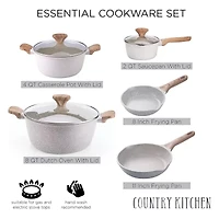Country Kitchen 8-pc. Durable Non-Stick Speckled Cookware Set