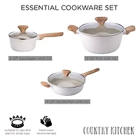 Country Kitchen 6-pc. Durable Non-Stick Speckled Cookware Set