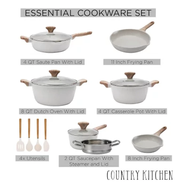 Country Kitchen 15-pc. Durable Non-Stick Cookware Set