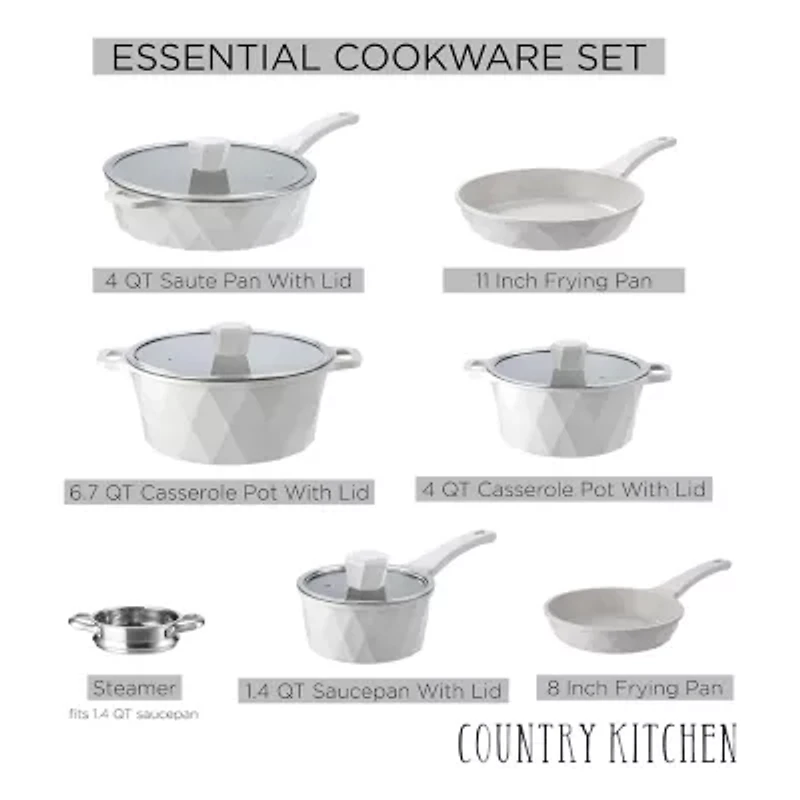 Country Kitchen 11-pc. Durable Non-Stick Diamond Cookware Set