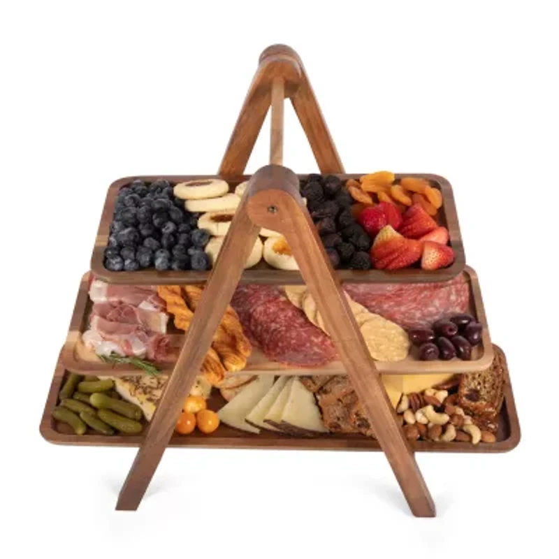 Picnic Time Wood Tiered Server