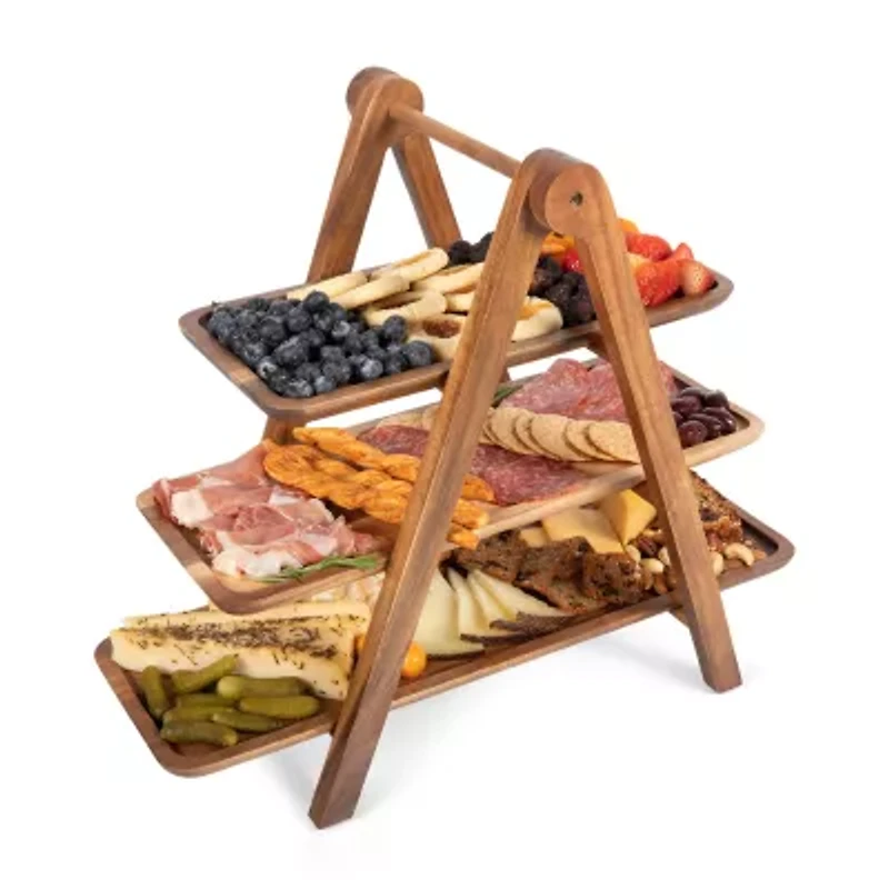 Picnic Time Wood Tiered Server