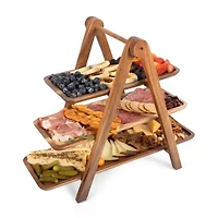 Picnic Time Wood Tiered Server