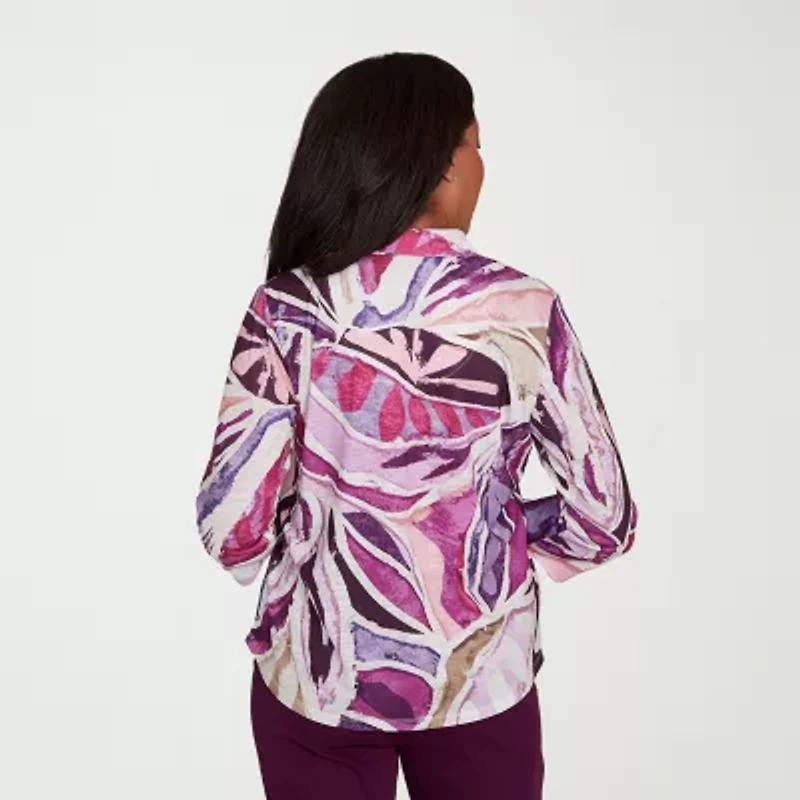 Alfred Dunner Urban Legend Womens 3/4 Sleeve Button-Down Shirt