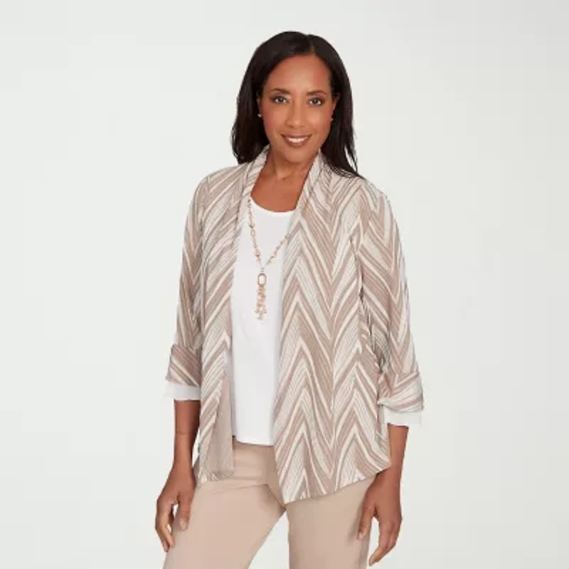 Alfred Dunner Urban Legend Womens 3/4 Sleeve Layered Top