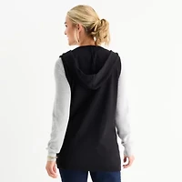 Liz Claiborne Knit Hooded Womens Sleeveless Vest