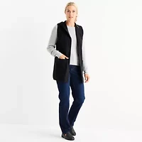 Liz Claiborne Knit Hooded Womens Sleeveless Vest