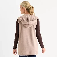 Liz Claiborne Knit Hooded Womens Sleeveless Vest
