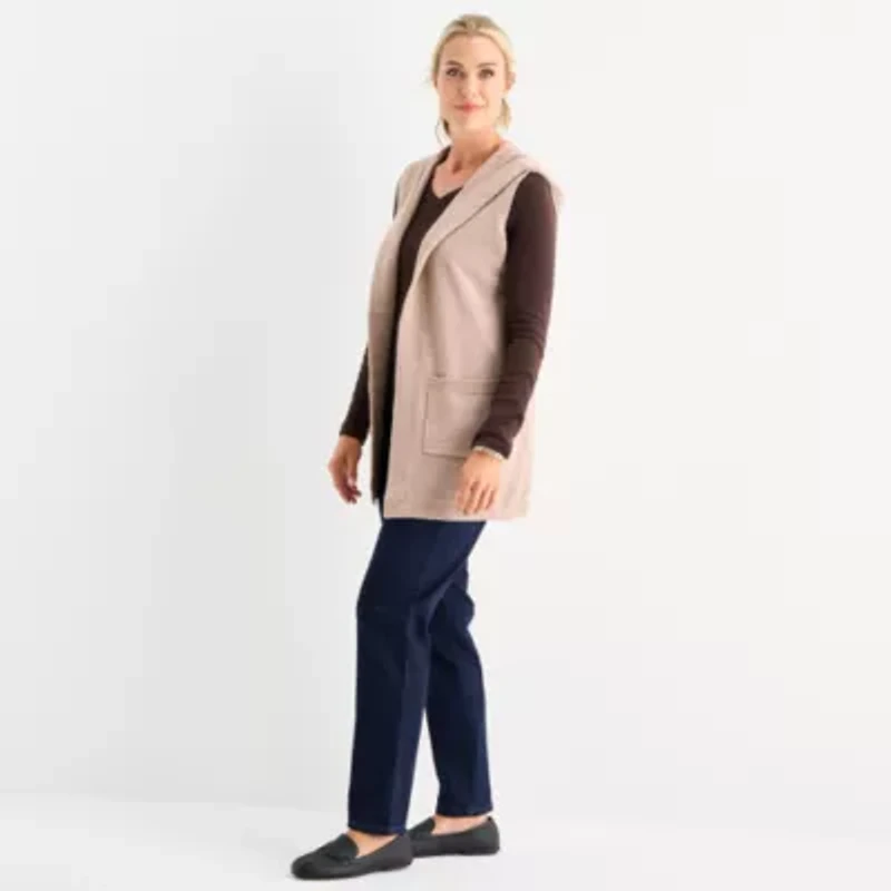 Liz Claiborne Knit Hooded Womens Sleeveless Vest