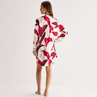 Ambrielle Womens Satin Long Sleeve Nightshirt