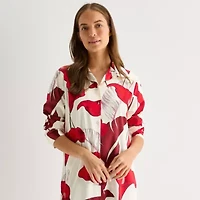 Ambrielle Womens Satin Long Sleeve Nightshirt