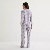 Adonna Womens Fleece Long Sleeve 2-pc. Pajama Sets
