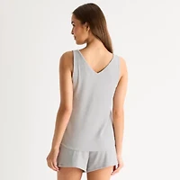 Ambrielle Womens Rib V Neck Sleeveless Pajama Top