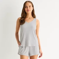 Ambrielle Womens Rib V Neck Sleeveless Pajama Top