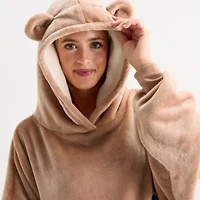 Sleep Chic Womens Fleece Hooded Long Sleeve Nightgown