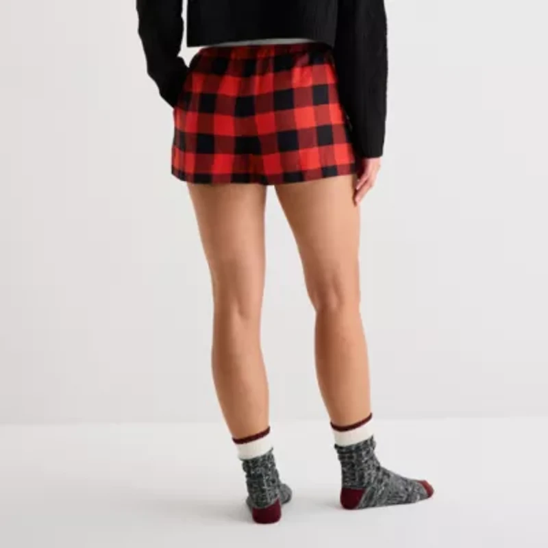 Arizona Body Womens Flannel Juniors Pajama Shorts