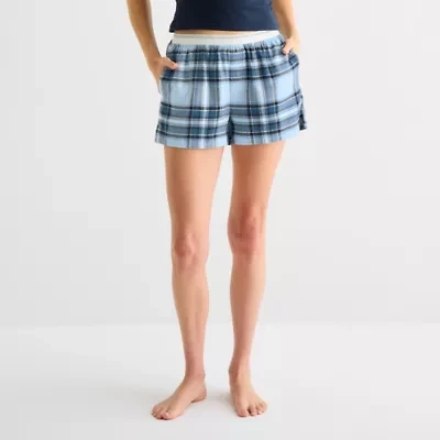 Arizona Body Womens Flannel Juniors Pajama Shorts