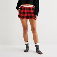Arizona Body Womens Flannel Juniors Pajama Shorts