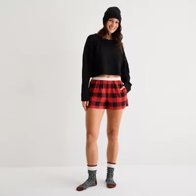 Arizona Body Womens Flannel Juniors Pajama Shorts