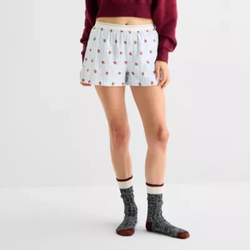 Arizona Body Womens Flannel Juniors Pajama Shorts
