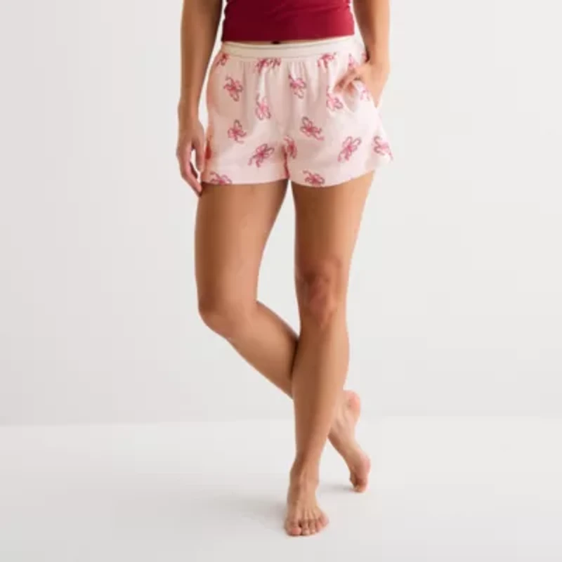 Arizona Body Womens Flannel Juniors Pajama Shorts