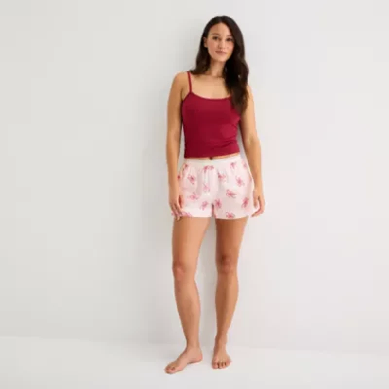 Arizona Body Womens Flannel Juniors Pajama Shorts